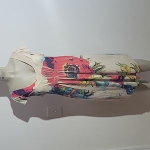 Floral Print Dress with Cap Sleeves